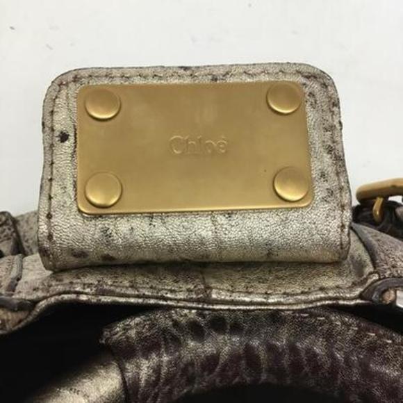 Chloe Paddington Medium Shoulder Bag Leather Silver Gold Brown - Picture 6 of 13